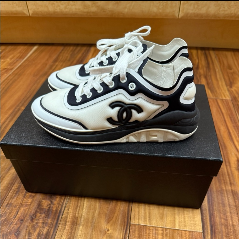 CHANEL Black and White Sneakers